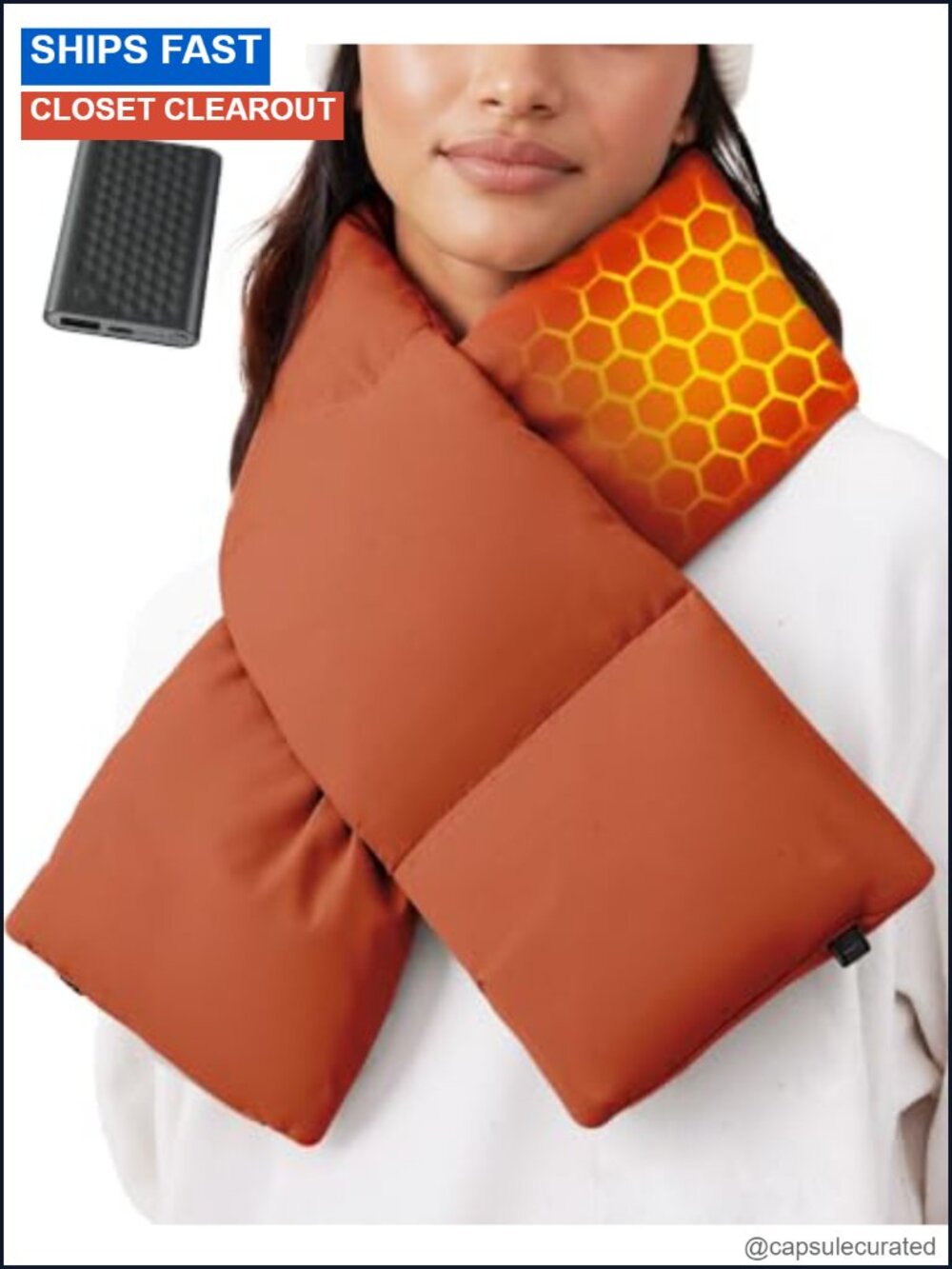 Graphene Heated Puffer Scarf with 6000mAh Battery - Button Control